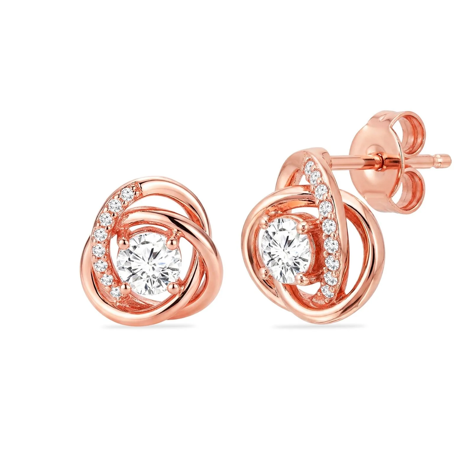 Inner Glow Rose Gold Silver Stud Earrings - Image 7
