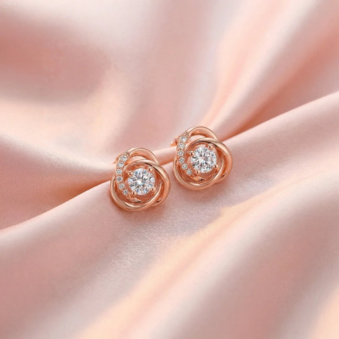 Inner Glow Rose Gold Silver Stud Earrings - Image 8