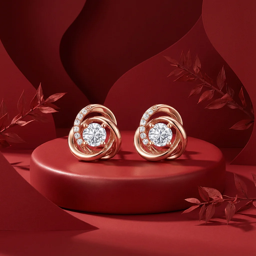 Inner Glow Rose Gold Silver Stud Earrings - Image 9