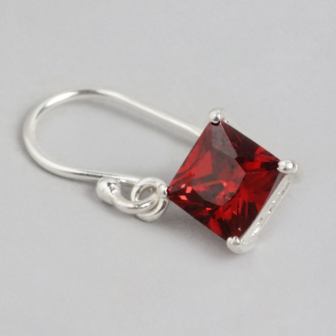 Glamour Rhodium-Plated Red CZ 925 Sterling Silver Drop Earrings - Image 4