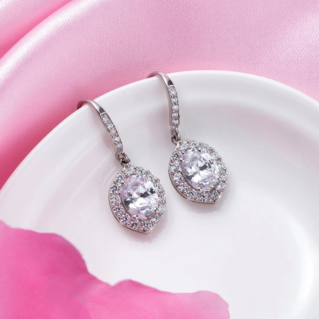 Elegance in Descent Rhodium-Plated 925 Sterling Silver Earrings - Image 2