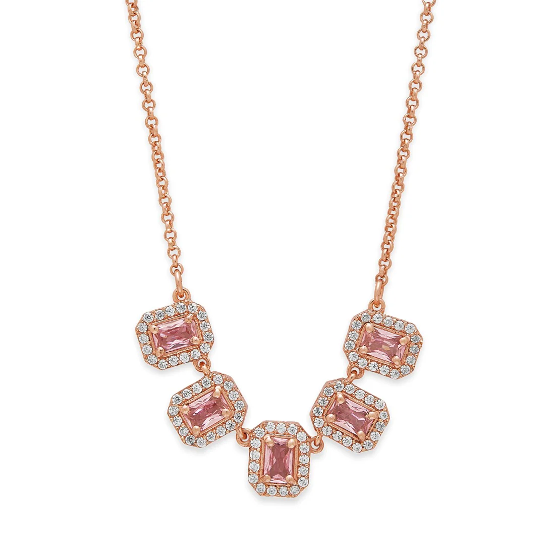 Elegance Rose Gold Plating Cubic Zirconia 925 Silver Sterling Necklace - Image 3