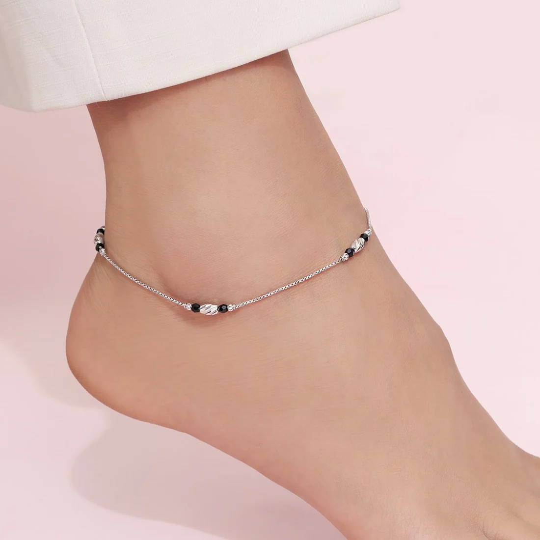 Elegant 925 Sterling Silver Box Chain Anklet - Image 2