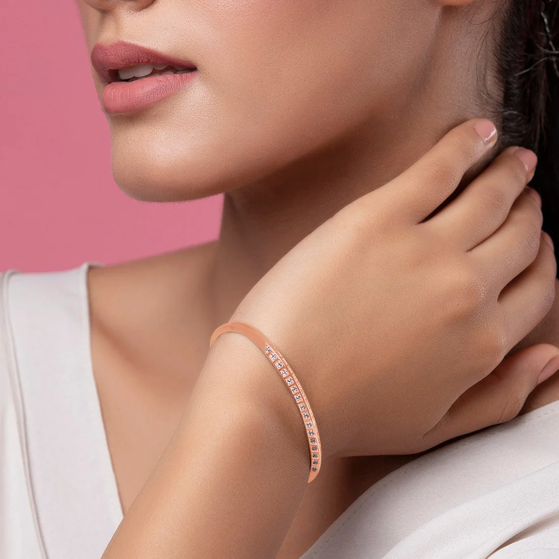 Elegant 925 Sterling Silver CZ Studded silver Bracelet - Image 4