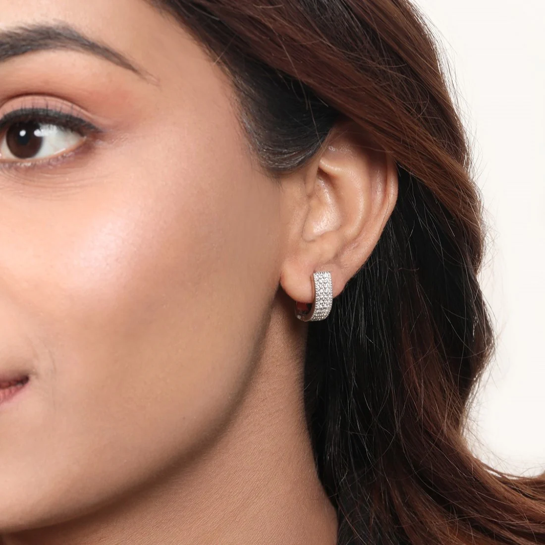 Elegant Abstract Rhodium Plated 925 Sterling Silver Hoop Earrings - Image 3