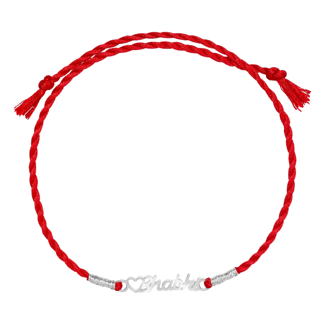 Elegant Bhabhi With Heart Charm Rhodium-Plated Thread Rakhi For Her - Image 4