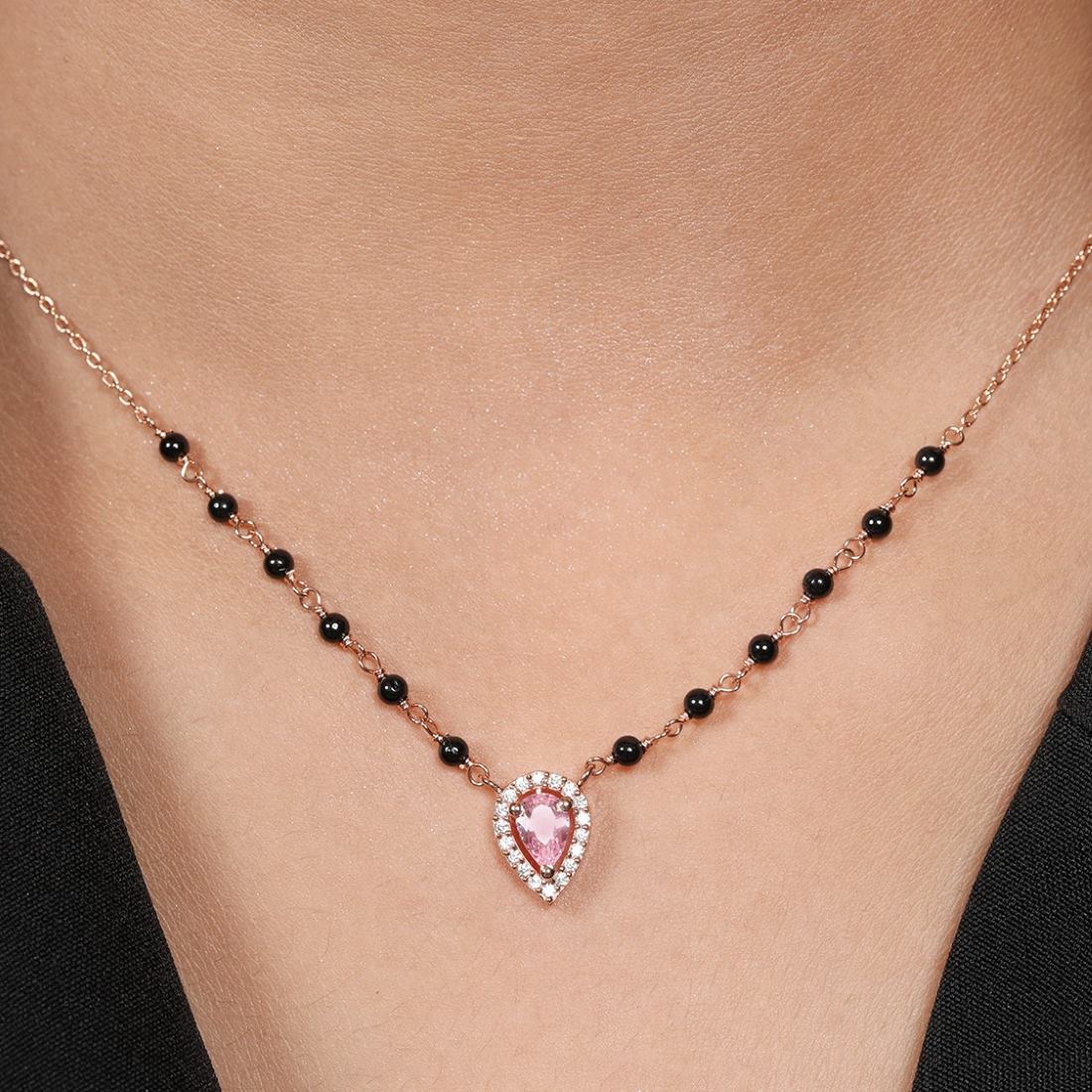Elegant Drop 925 Sterling Silver Rose Gold-Plated Mangalsutra - Image 3