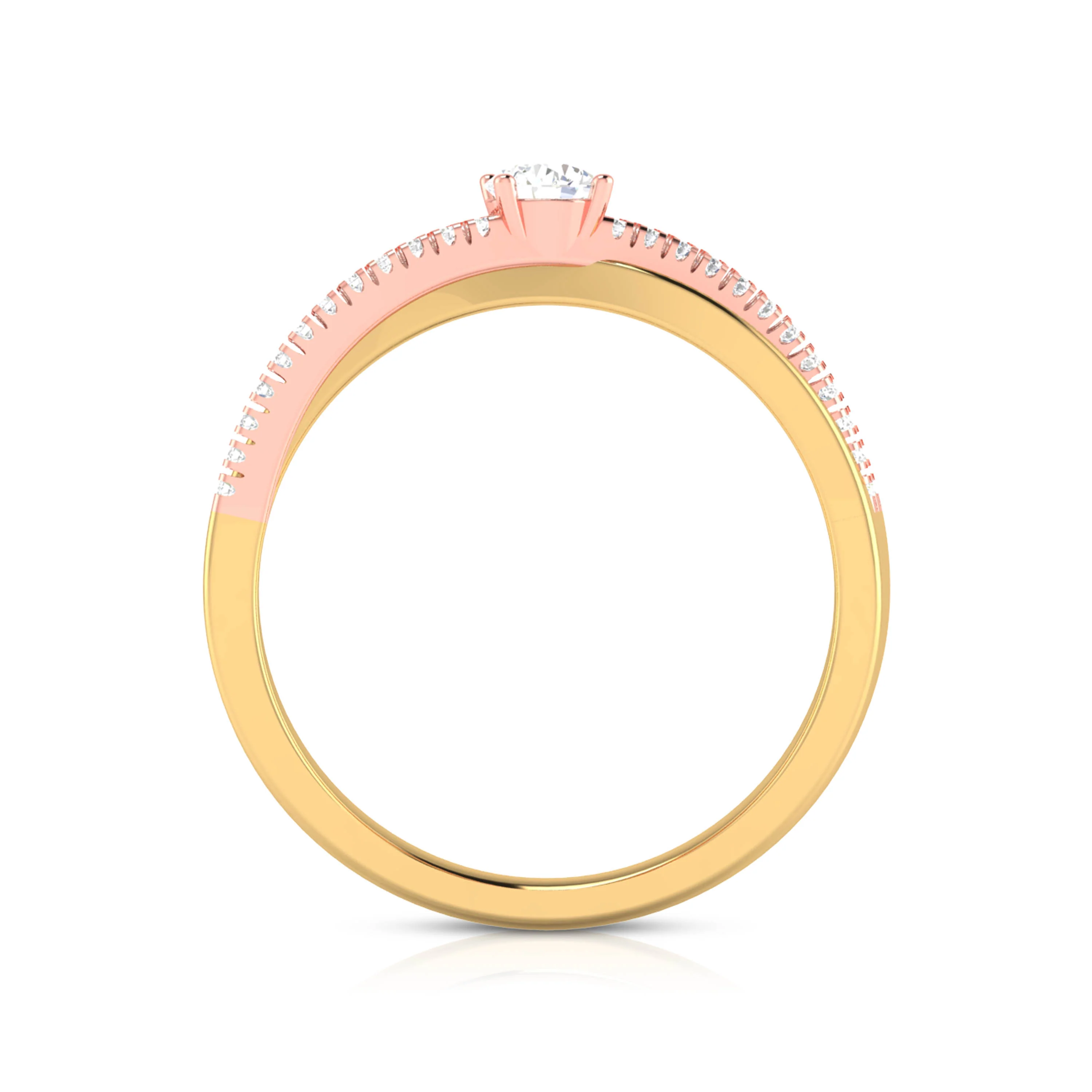 0.34 CT Elegant Cross Diamond Gold Ring - Image 4