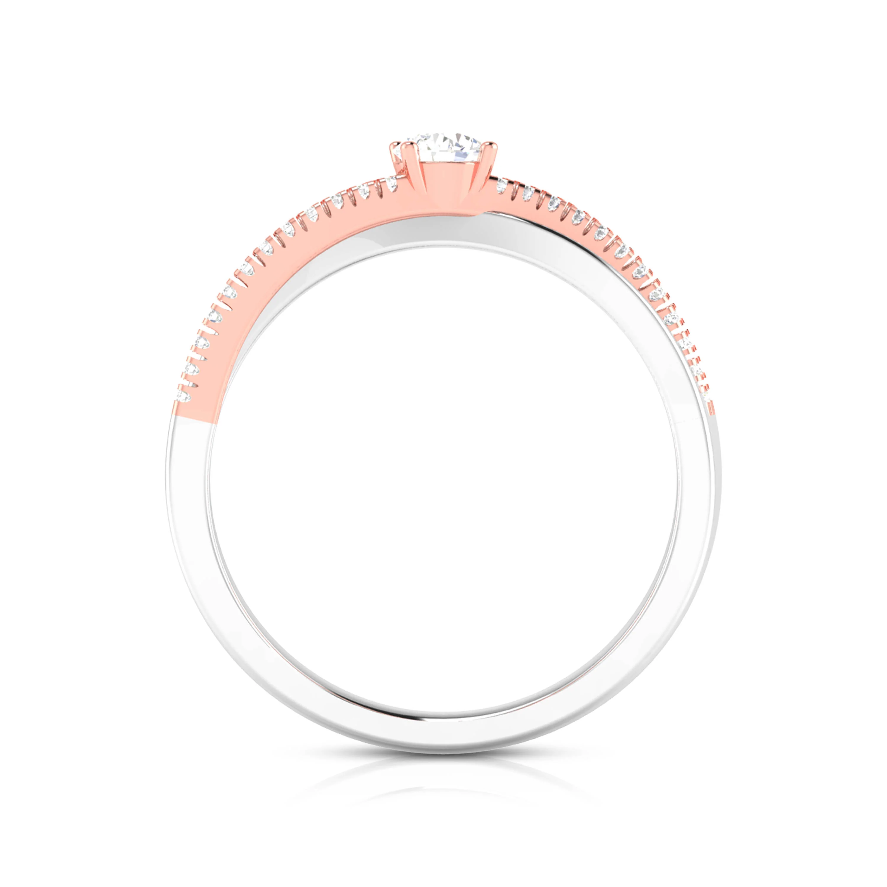 0.34 CT Elegant Cross Diamond Gold Ring - Image 9