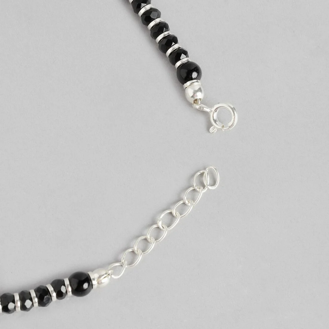 Elegant Enigma Rhodium Plated Black Bead Anklet in 925 Sterling Silver - Image 8