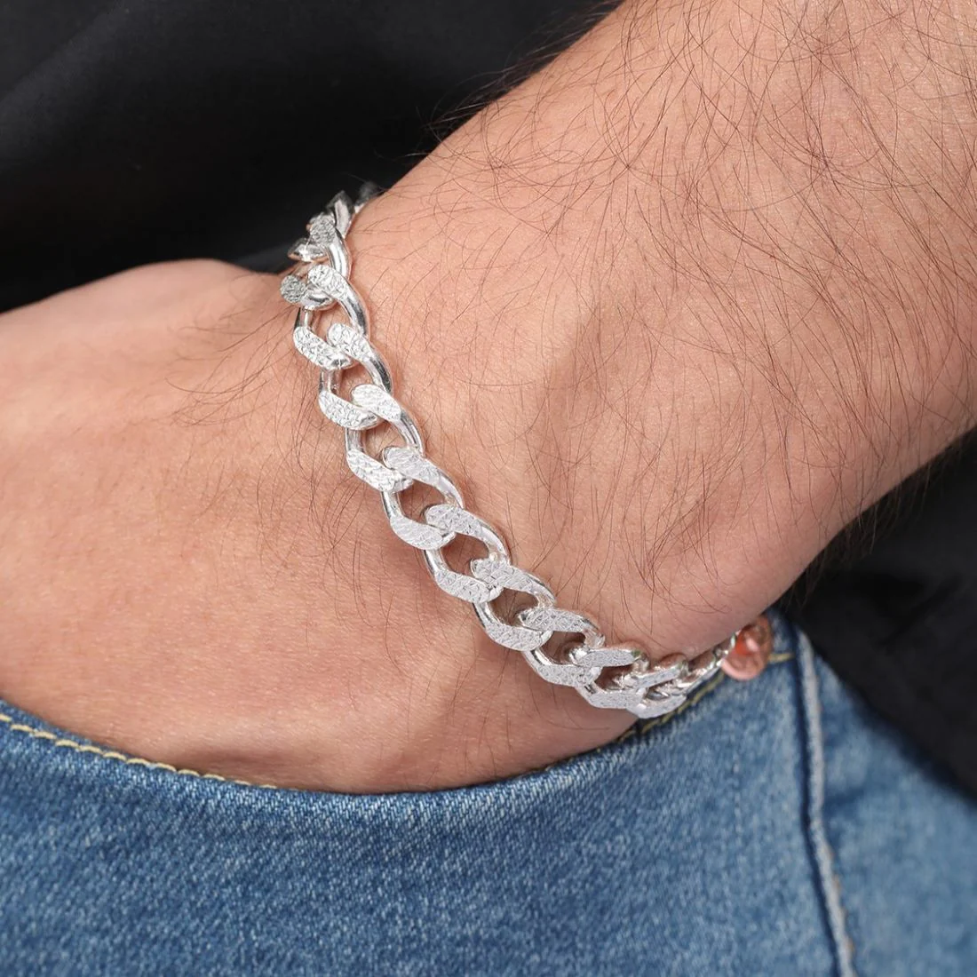 Elegant Masculinity Rhodium Plated 925 Sterling Silver Men's Bracelets - Image 2