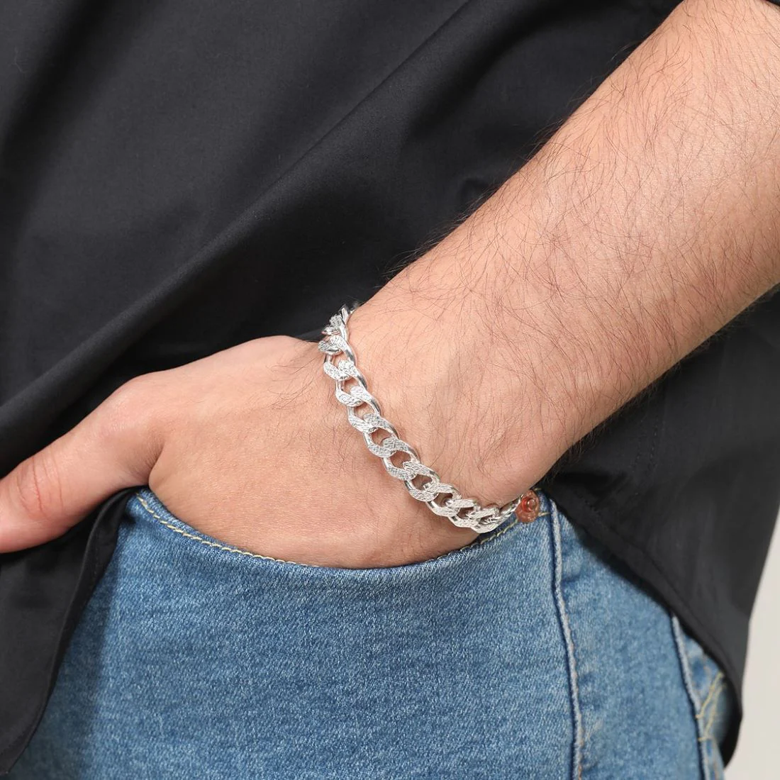 Elegant Masculinity Rhodium Plated 925 Sterling Silver Men's Bracelets - Image 3