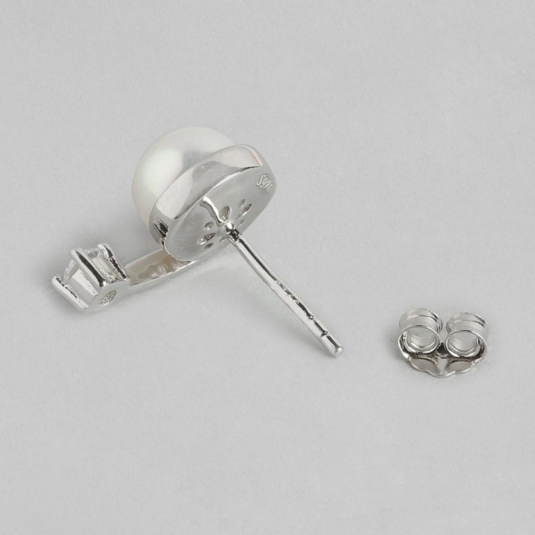 Elegant Pearl 925 Sterling Silver Rhodium Plated Jewellery Set - Image 9