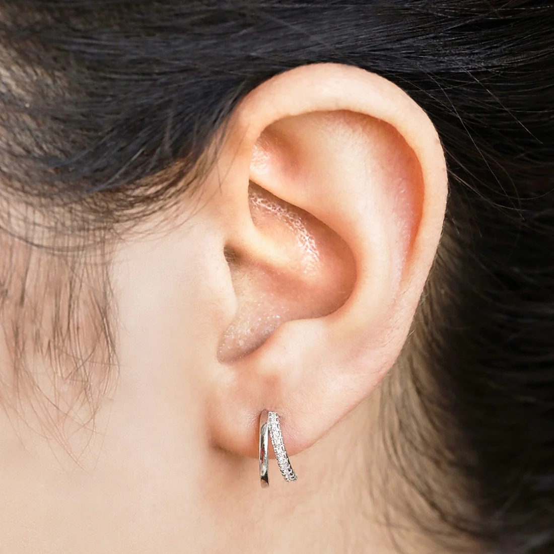 Elegant Rhodium CZ Elegance 925 Sterling Silver Earrings - Image 2