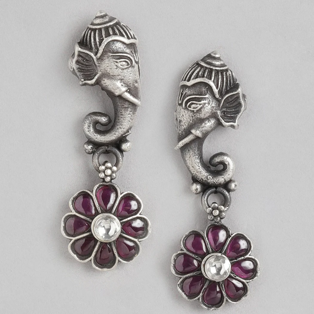 Elephant Oxidised  925 Sterling Silver Drop Earrings - Image 3