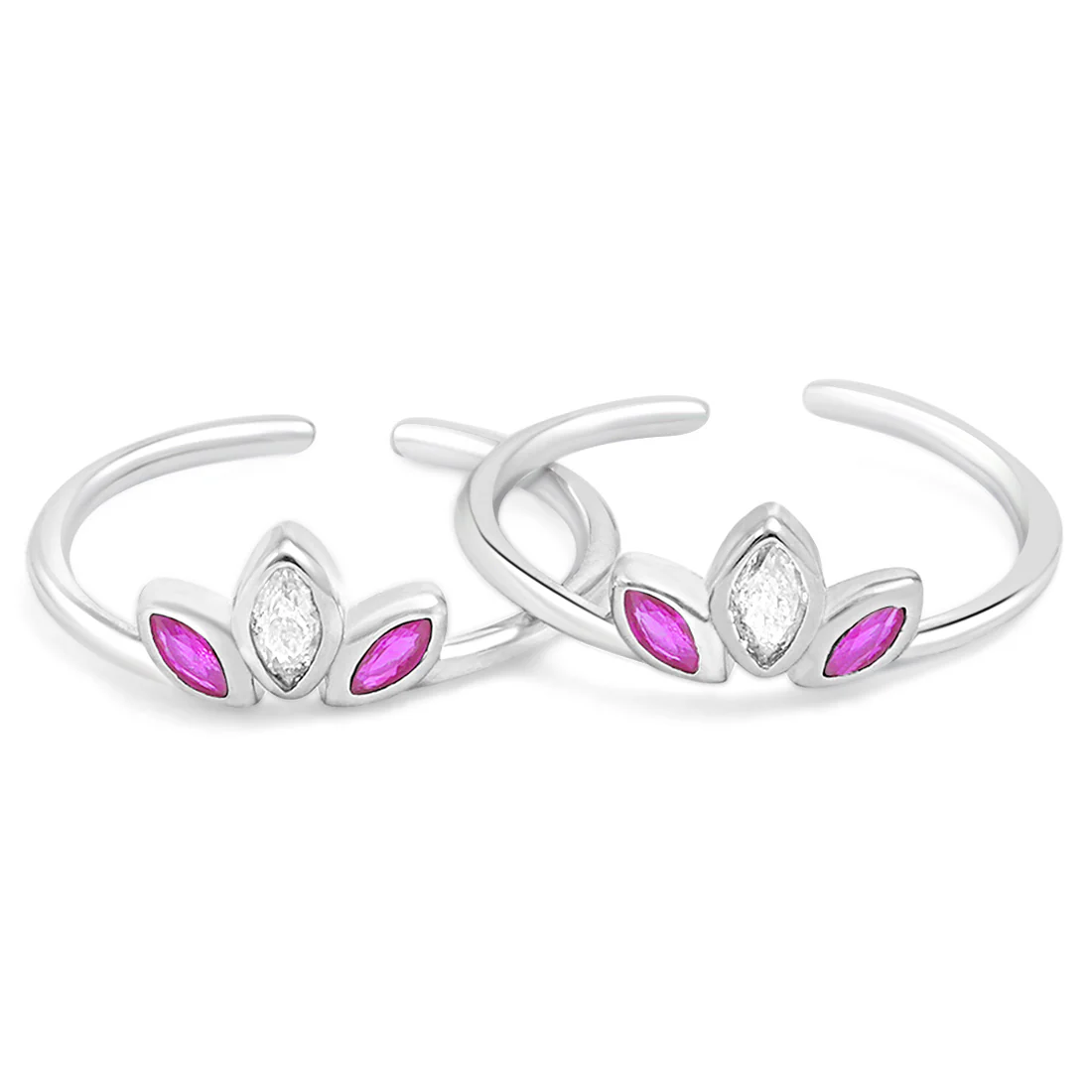 Enamel Petal Rhodium Plated 925 Sterling Silver Toering - Image 3