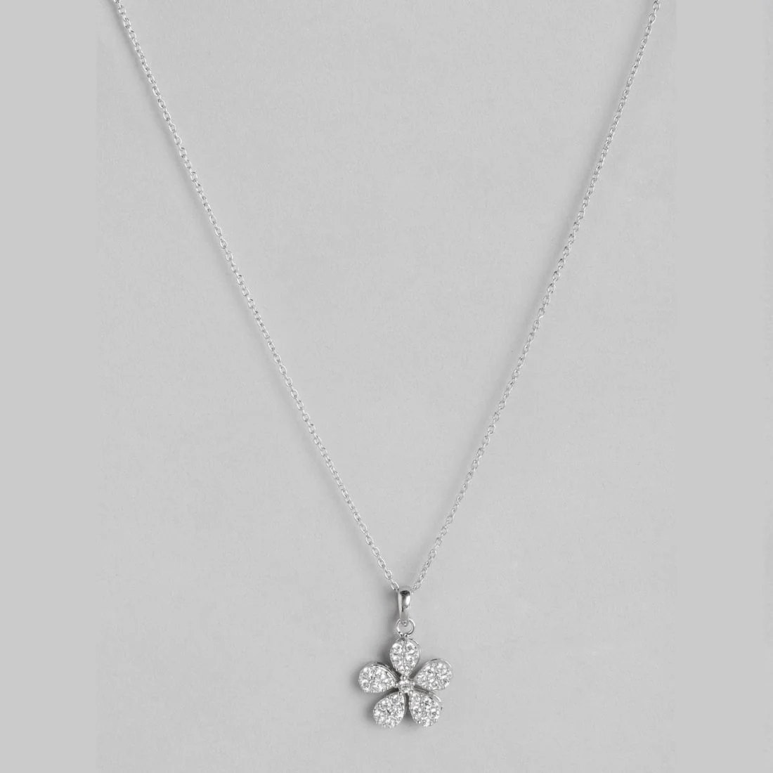 Enchanted CZ Blooms 925 Sterling Silver Flower Pendant with Chain - Image 5