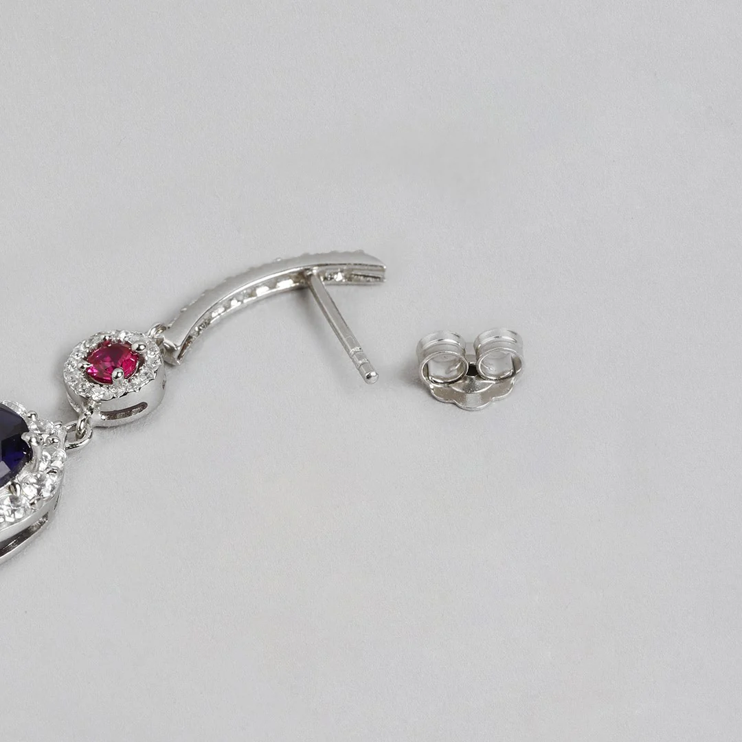Enchanted Dazzle Rhodium-Plated 925 Sterling Silver Drop Earrings - Image 7