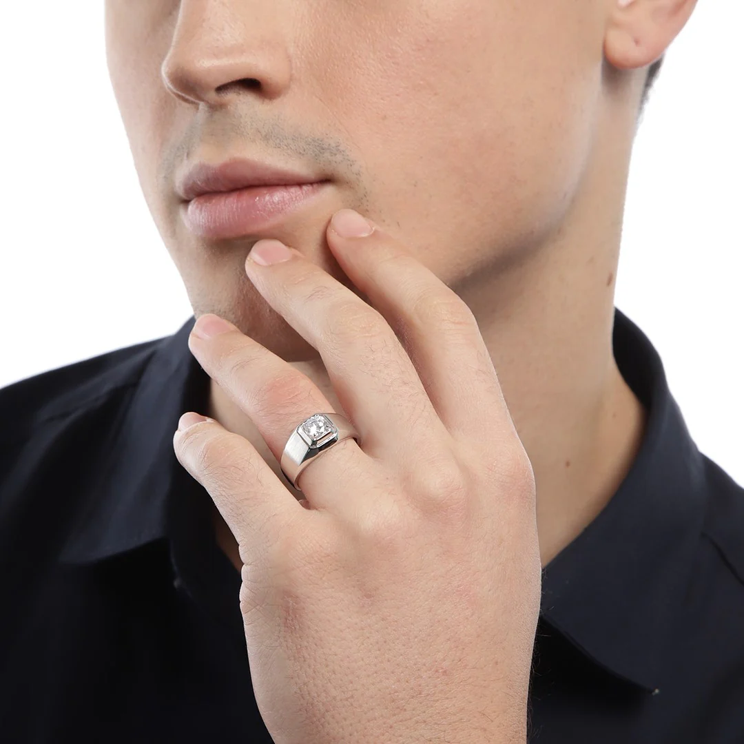 Enchanted Union Rhodium-Plated 925 Sterling Silver Solitaire Couple Ring (Adjustable) - Image 3