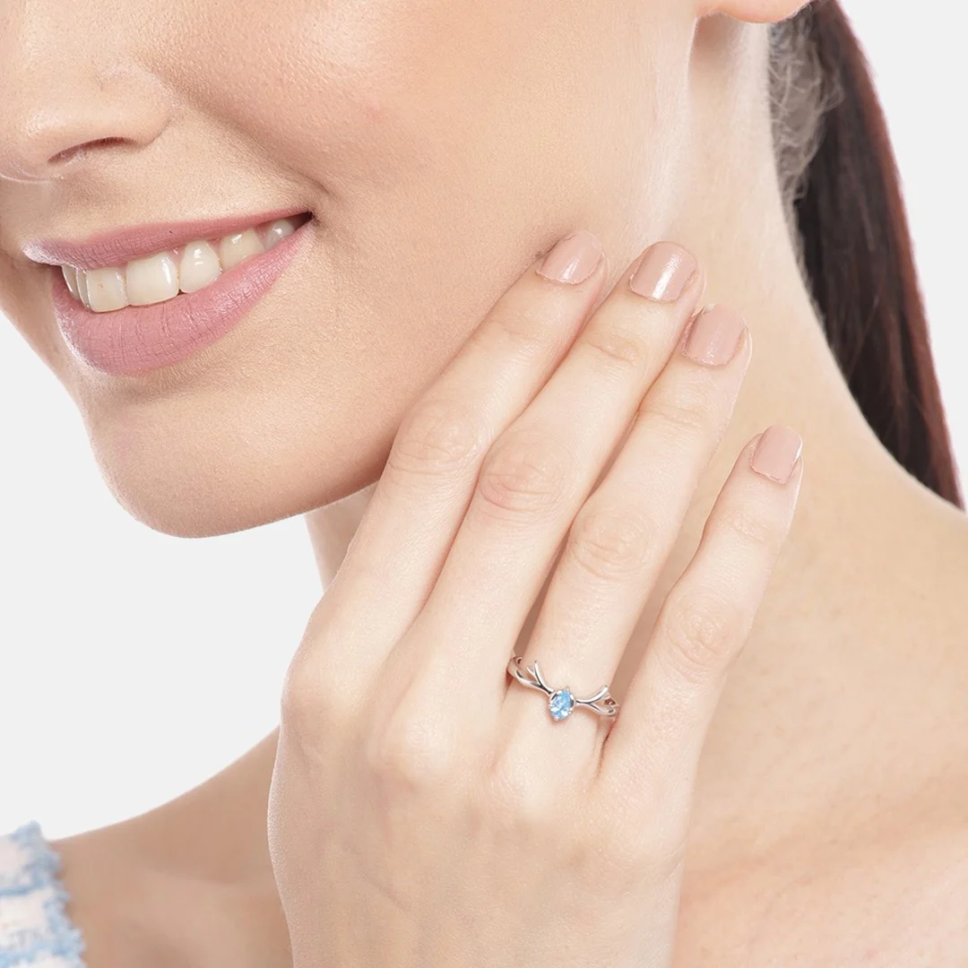 Enchanting Forest Deer Pattern Adjustable 925 Sterling Silver Female Ring (Adjustable) - Image 2