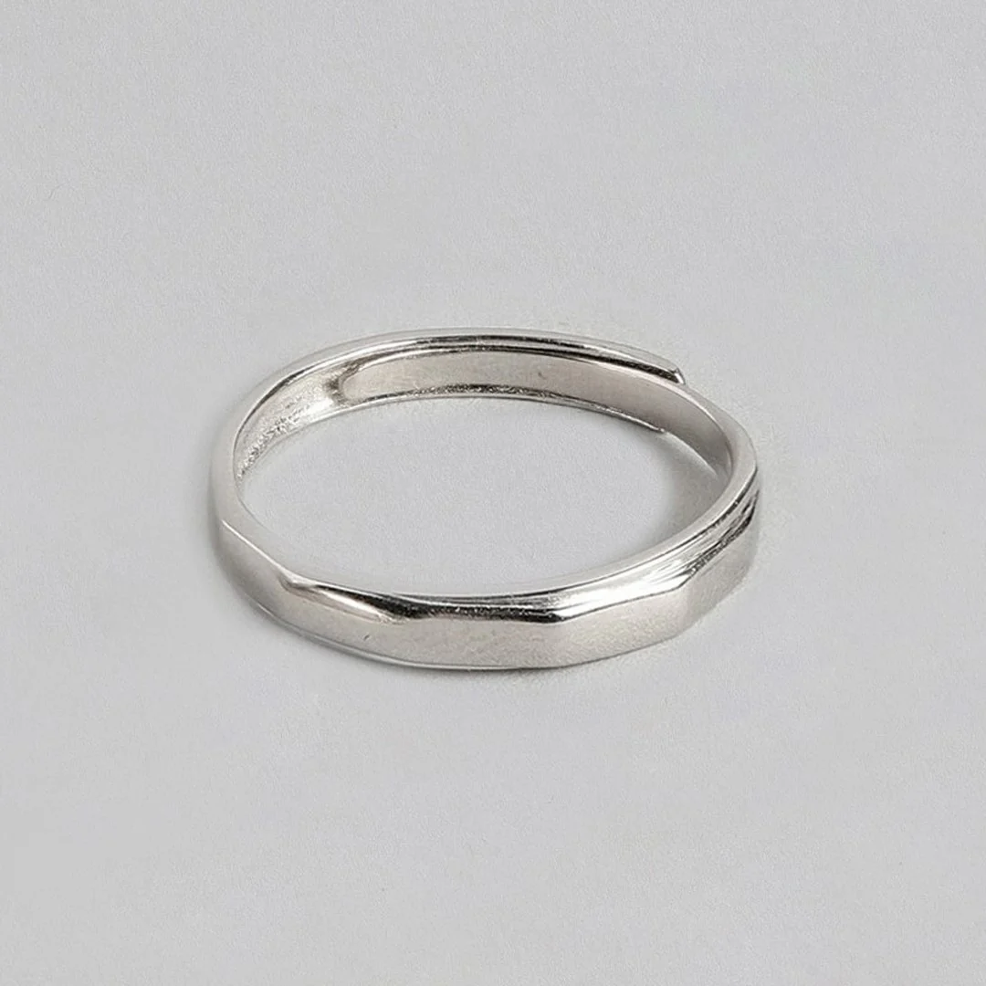 Enchanting Unity Rhodium-Plated 925 Sterling Silver Couple Ring (Adjustable) - Image 8