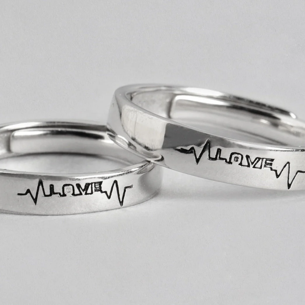 Endless Love Line 925 Silver Couple Rings  - Valentines Edition With Gift Box (Adjustable) - Image 7