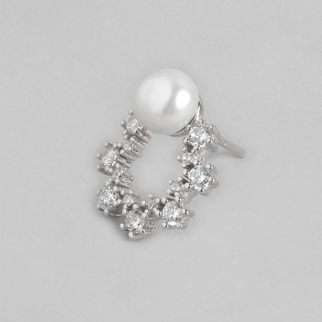 Eternal Pearl Bloom Rhodium-Plated 925 Sterling Silver Earrings - Image 4