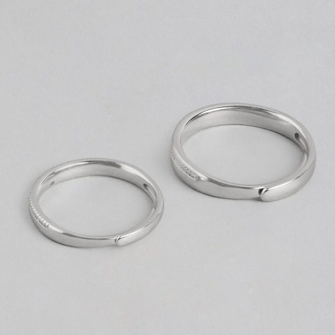 Eternal Bond 925 Sterling Silver Rhodium Plated Couple Ring (Adjustable) - Image 9