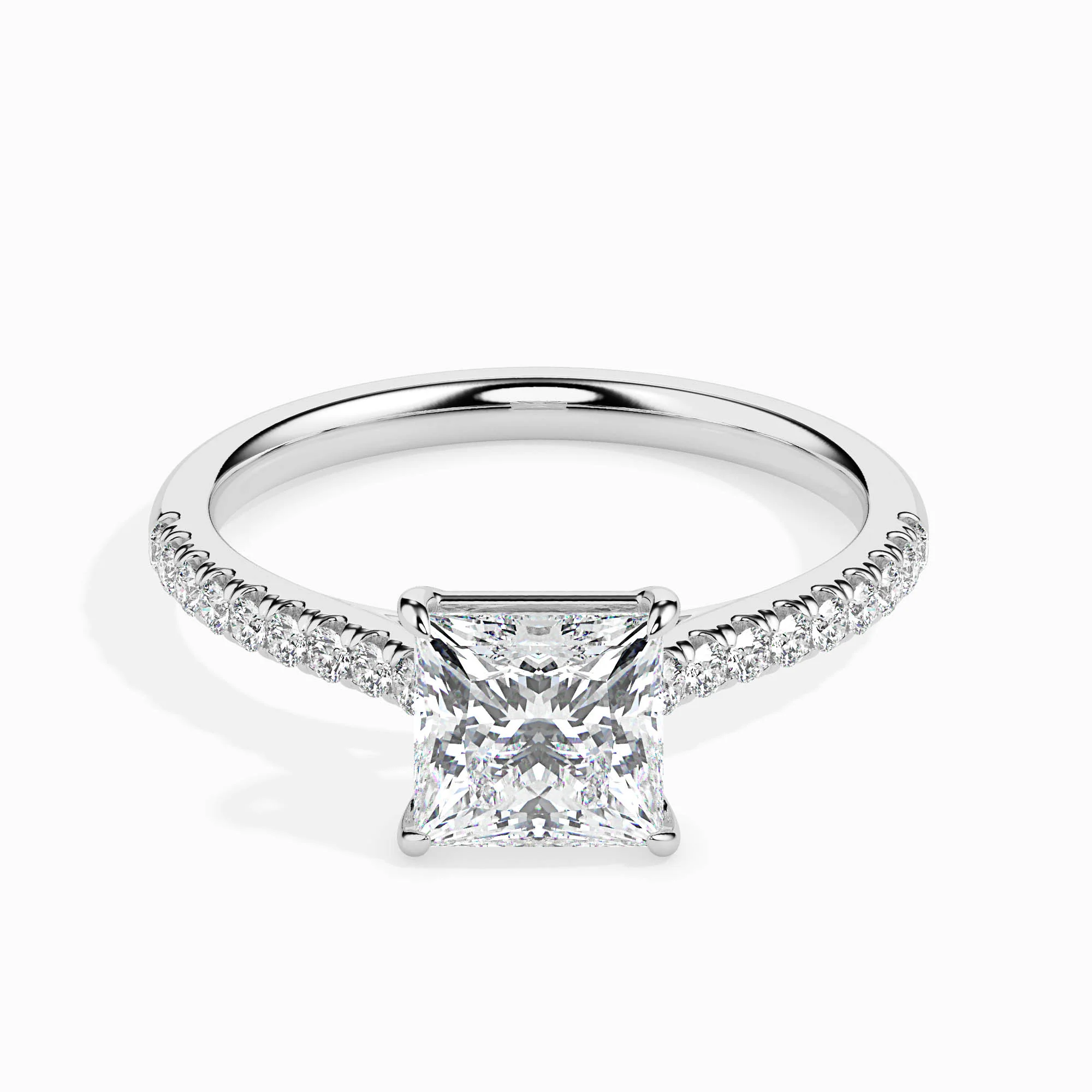 2 CT Square Solitaire Band Gold Ring with Lab-Grown Diamonds - Image 9