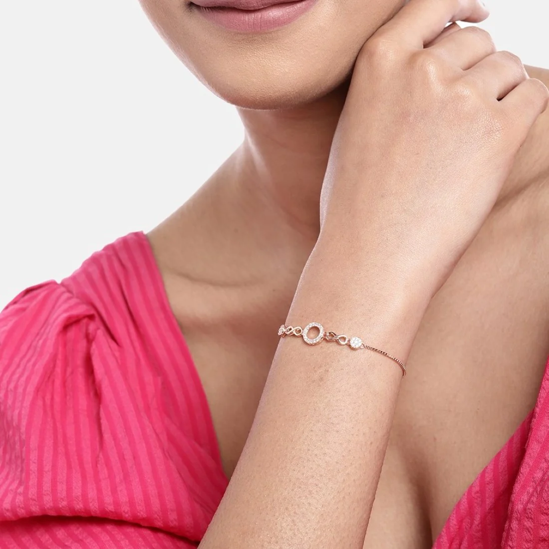 Eternal Circles Rose Gold-Plated 925 Sterling Silver Bracelet with Cubic Zirconia - Image 2