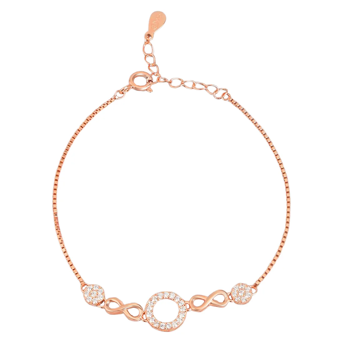 Eternal Circles Rose Gold-Plated 925 Sterling Silver Bracelet with Cubic Zirconia - Image 3