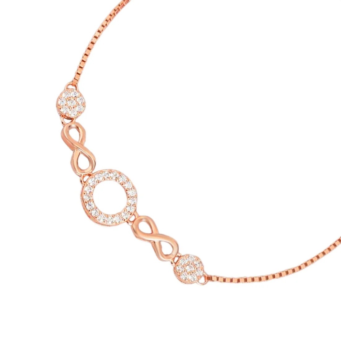 Eternal Circles Rose Gold-Plated 925 Sterling Silver Bracelet with Cubic Zirconia - Image 4
