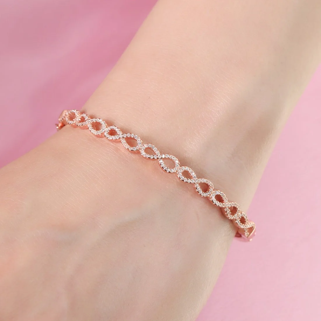 Eternal Elegance Rhodium Plated 925 Sterling Silver Infinity Bracelet - Image 5