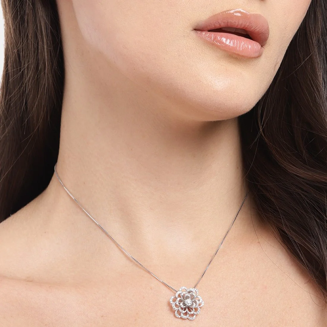 Eternal Elegance 925 Sterling Silver Rhodium Plated Pendant with Chain - Image 2