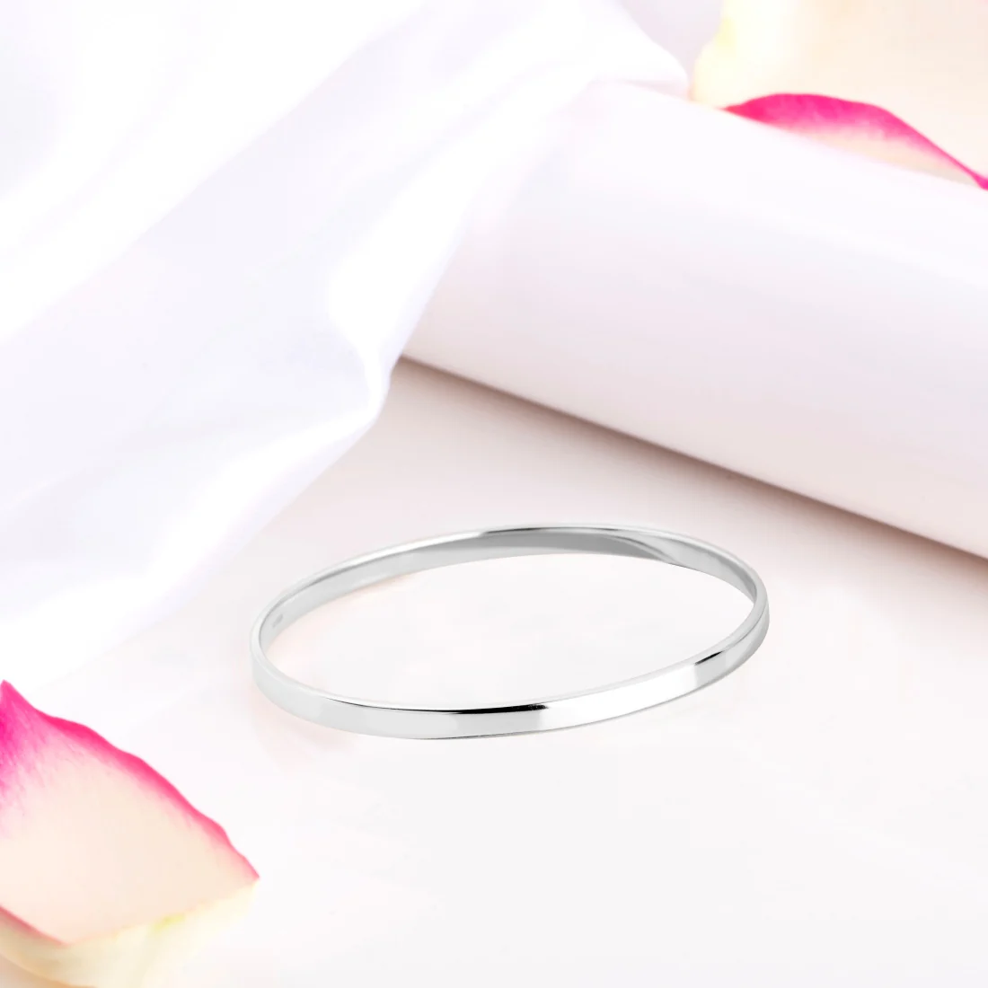 Eternal Elegance 925 Sterling Silver Rhodium-Plated Plain Bangle - Image 6