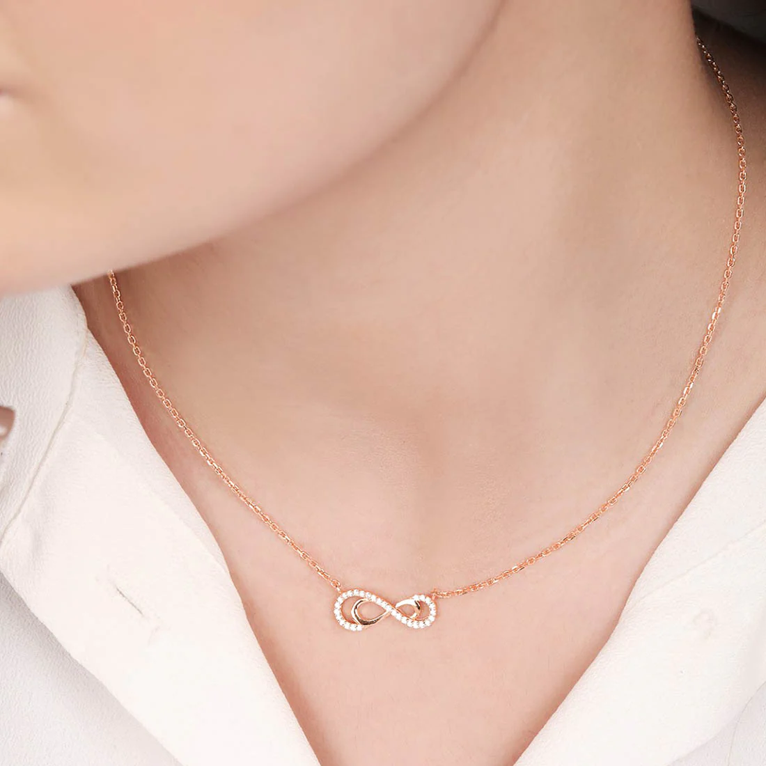 Infinity Rose Gold Plated 925 Sterling Silver Necklace - Image 2