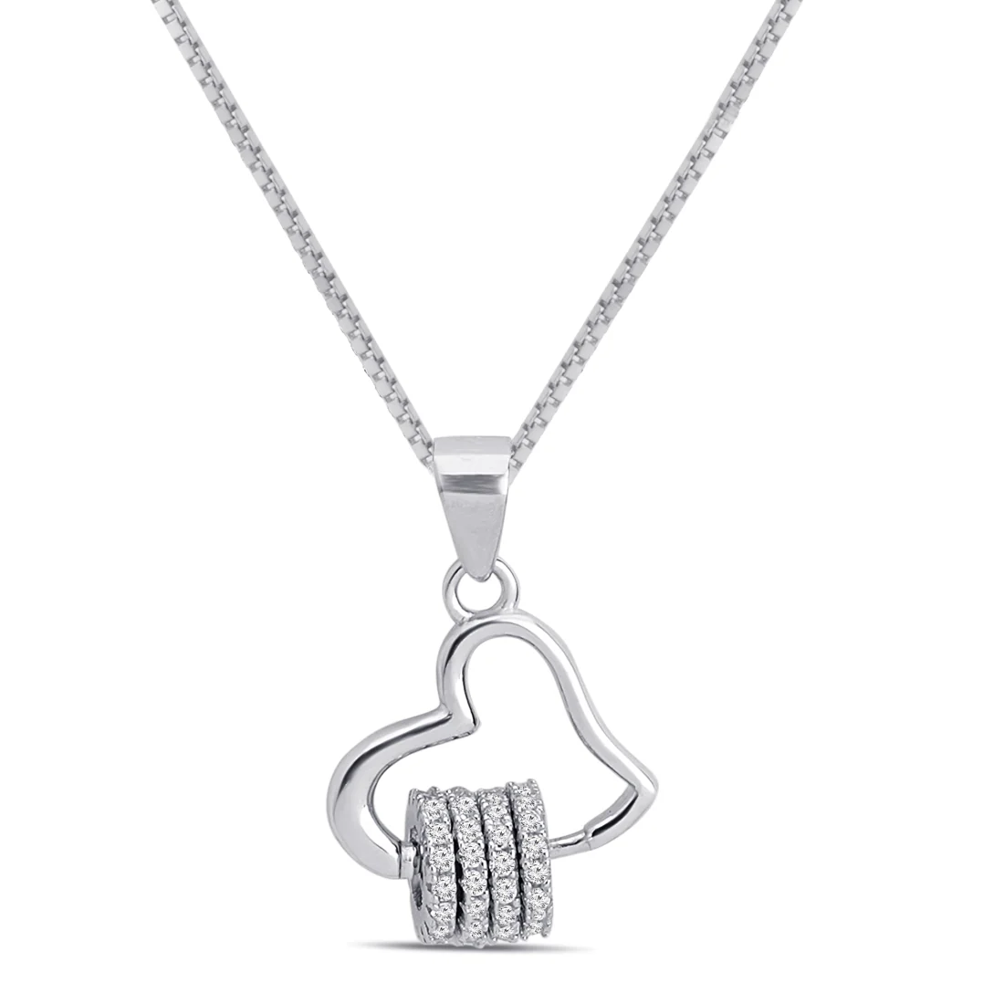 Eternal Heart Rhodium Plated 925 Sterling Silver Pendant - Image 4