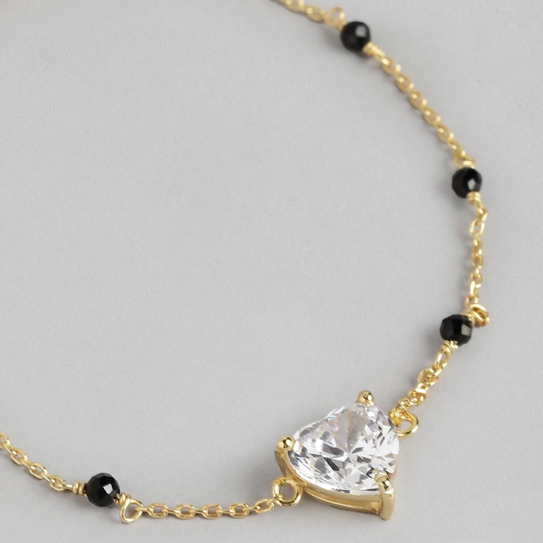 Eternal Hearts Gold-Plated 925 Sterling Silver Beaded CZ Bracelet - Image 5