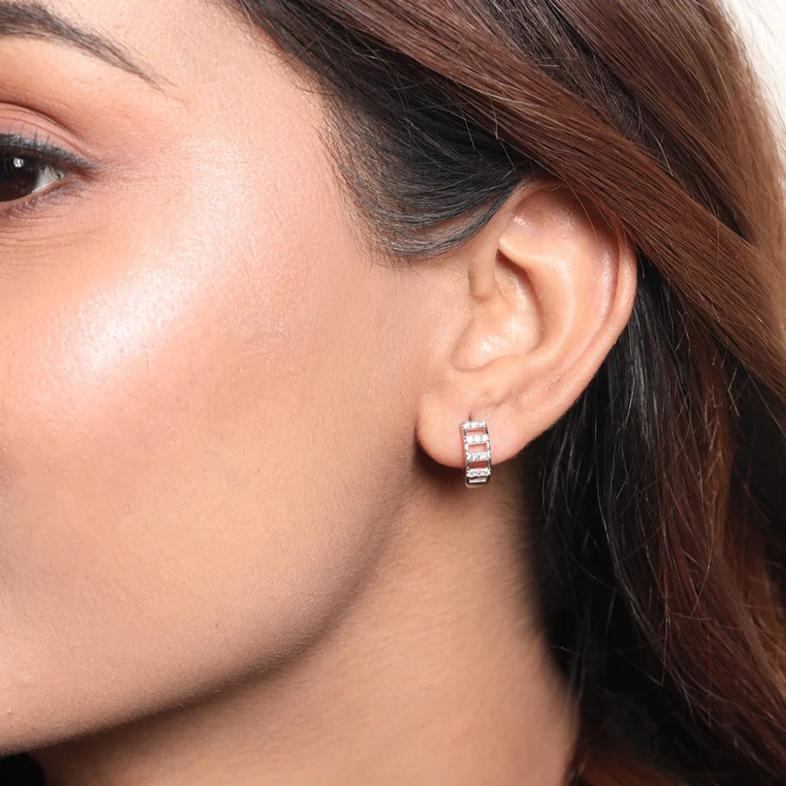 Eternal Hoop Radiance Rhodium-Plated 925 Sterling Silver Earrings - Image 3