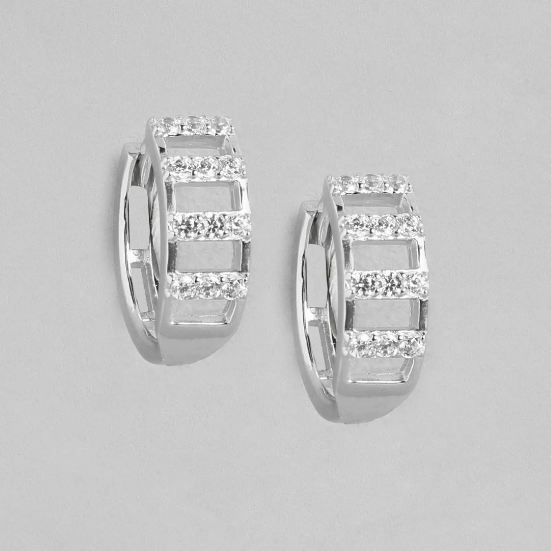 Eternal Hoop Radiance Rhodium-Plated 925 Sterling Silver Earrings - Image 4