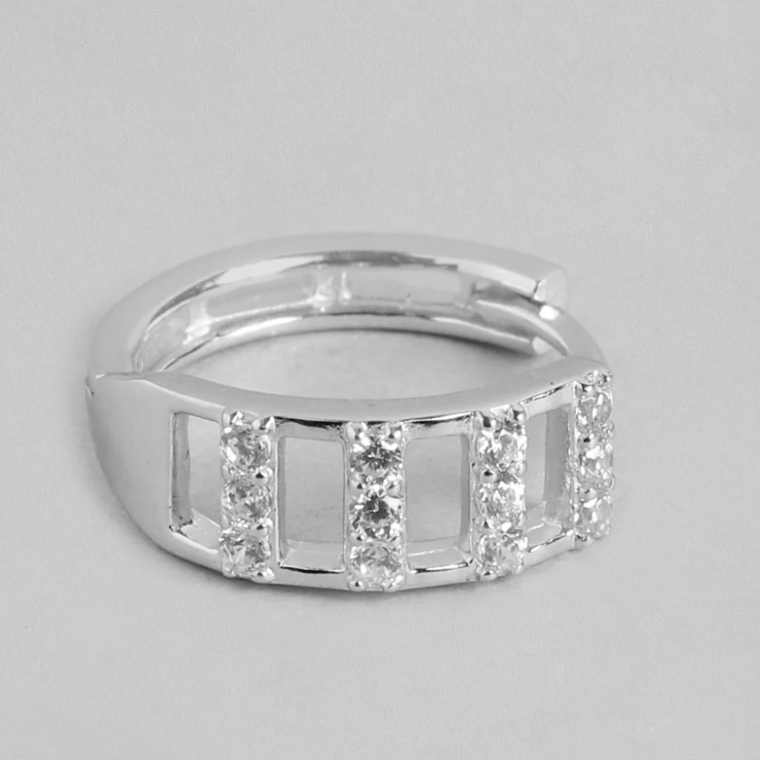 Eternal Hoop Radiance Rhodium-Plated 925 Sterling Silver Earrings - Image 5