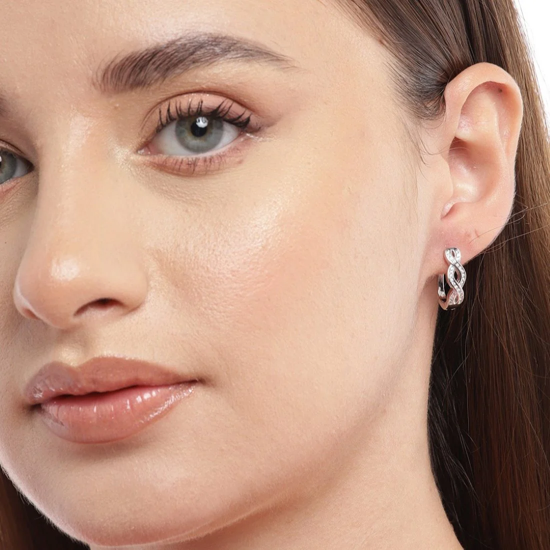 Eternal Infinity Rhodium-Plated Cubic Zirconia 925 Sterling Silver Earrings - Image 3