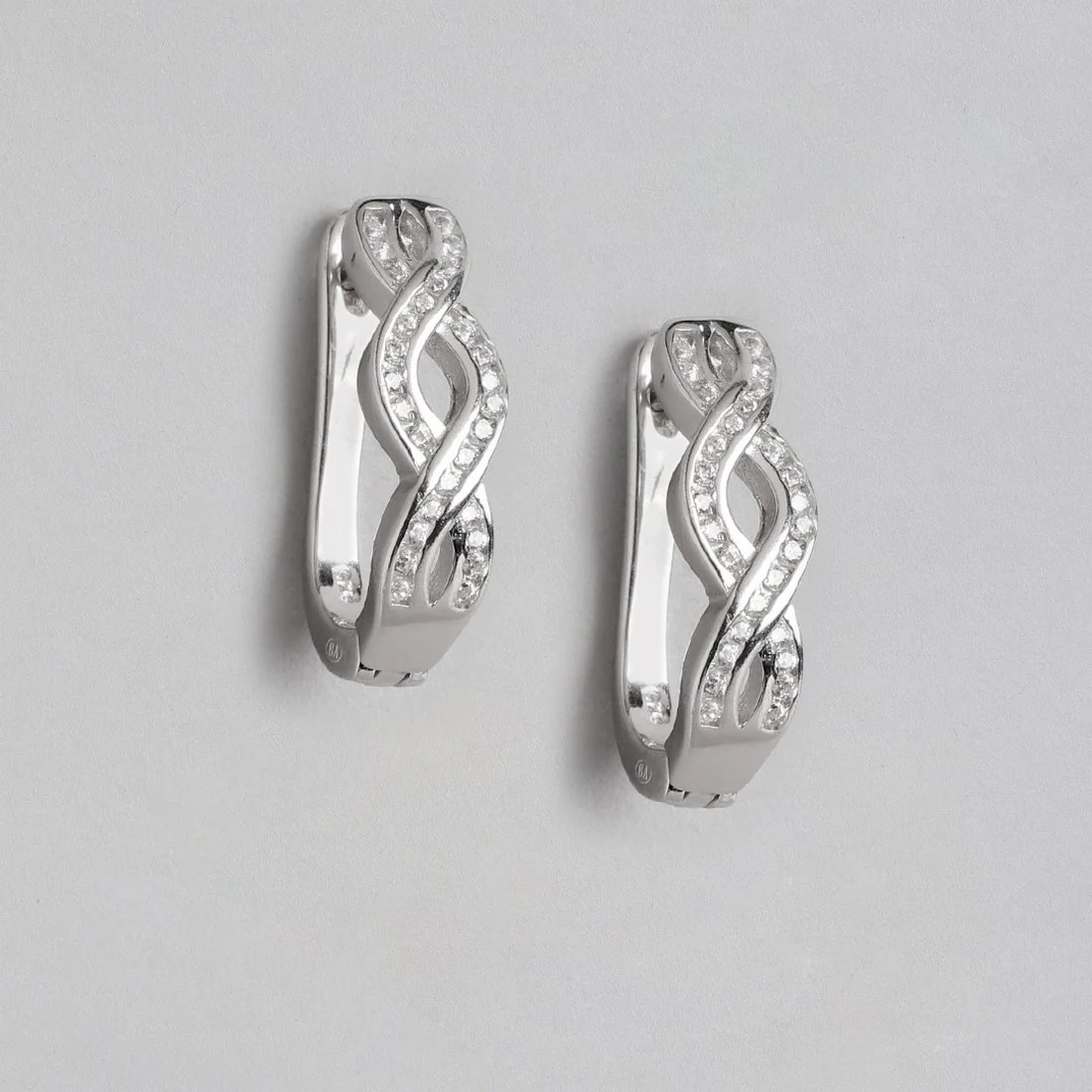 Eternal Infinity Rhodium-Plated Cubic Zirconia 925 Sterling Silver Earrings - Image 4