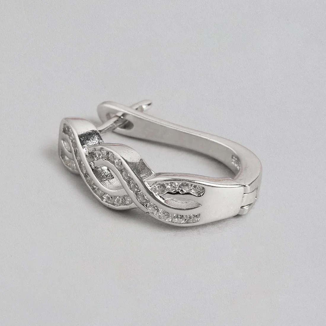 Eternal Infinity Rhodium-Plated Cubic Zirconia 925 Sterling Silver Earrings - Image 5