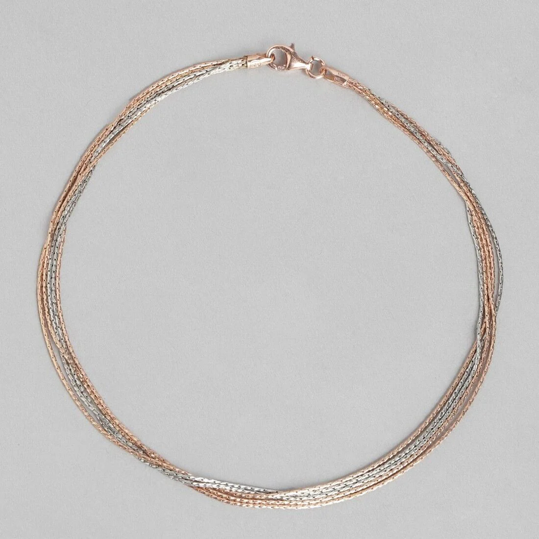 Eternal Layered Triple Tone Plated 925 Sterling Silver Chain Anklet - Image 6