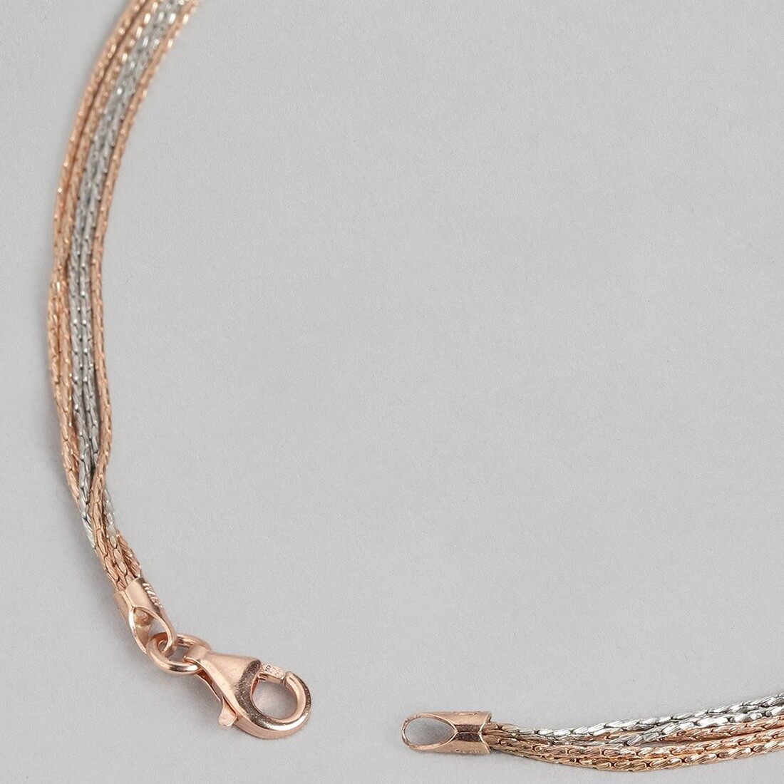 Eternal Layered Triple Tone Plated 925 Sterling Silver Chain Anklet - Image 8