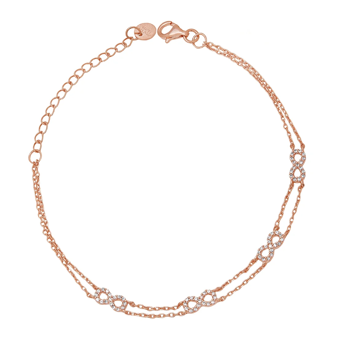 Eternal Love 925 Sterling Silver Infinity & Linked Chain Bracelet - Image 3