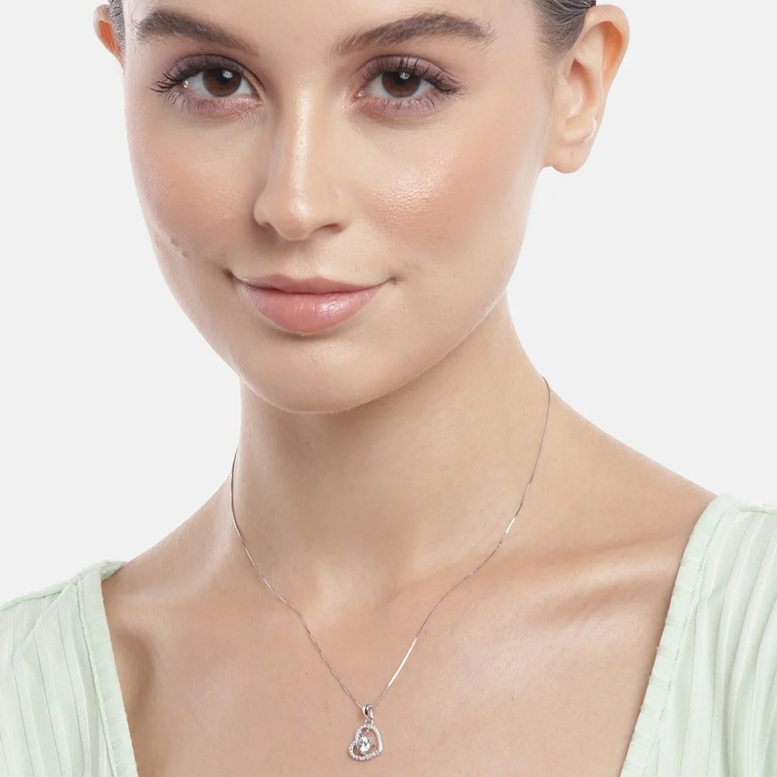 Eternal Love 925 Sterling Silver Rhodium Plated Heart Necklace - Image 2