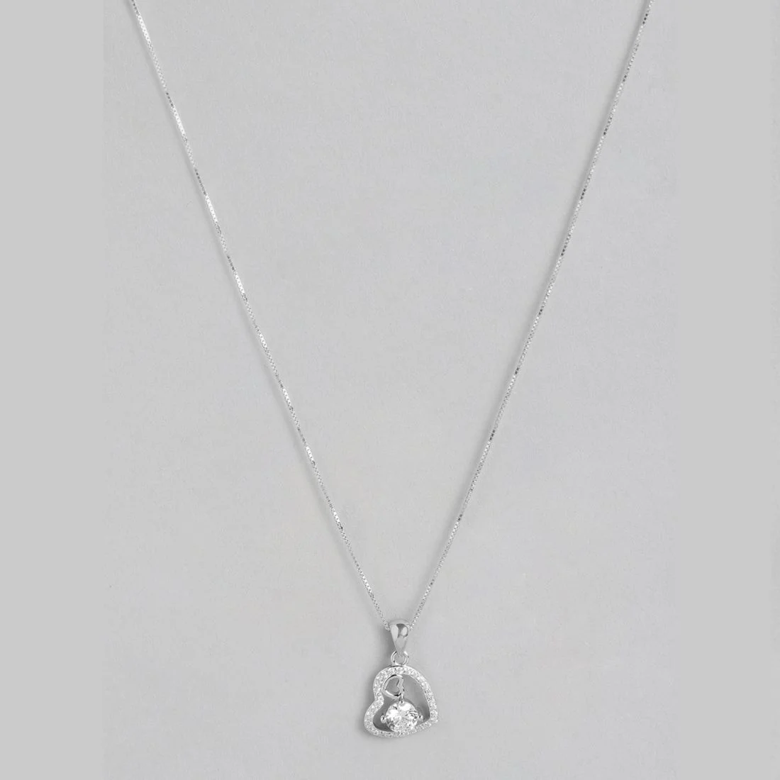 Eternal Love 925 Sterling Silver Rhodium Plated Heart Necklace - Image 3