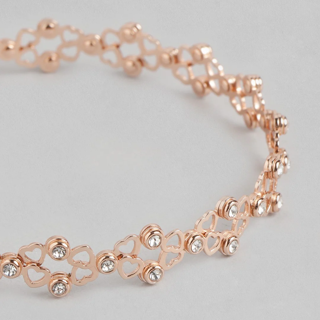 Eternal Love 925 Sterling Silver Rose Gold Plated Heart Bracelet - Image 6